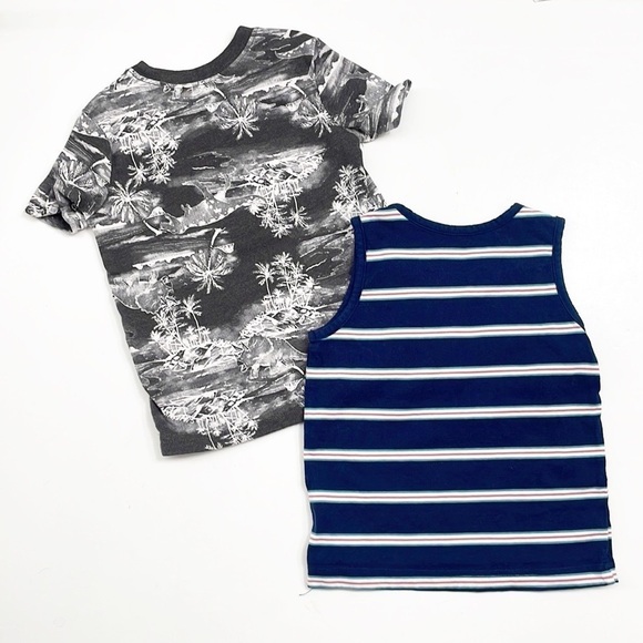 OshKosh B'gosh Chill dinosaur print t-shirt + Carter's striped baby boy tank top - Picture 2 of 4